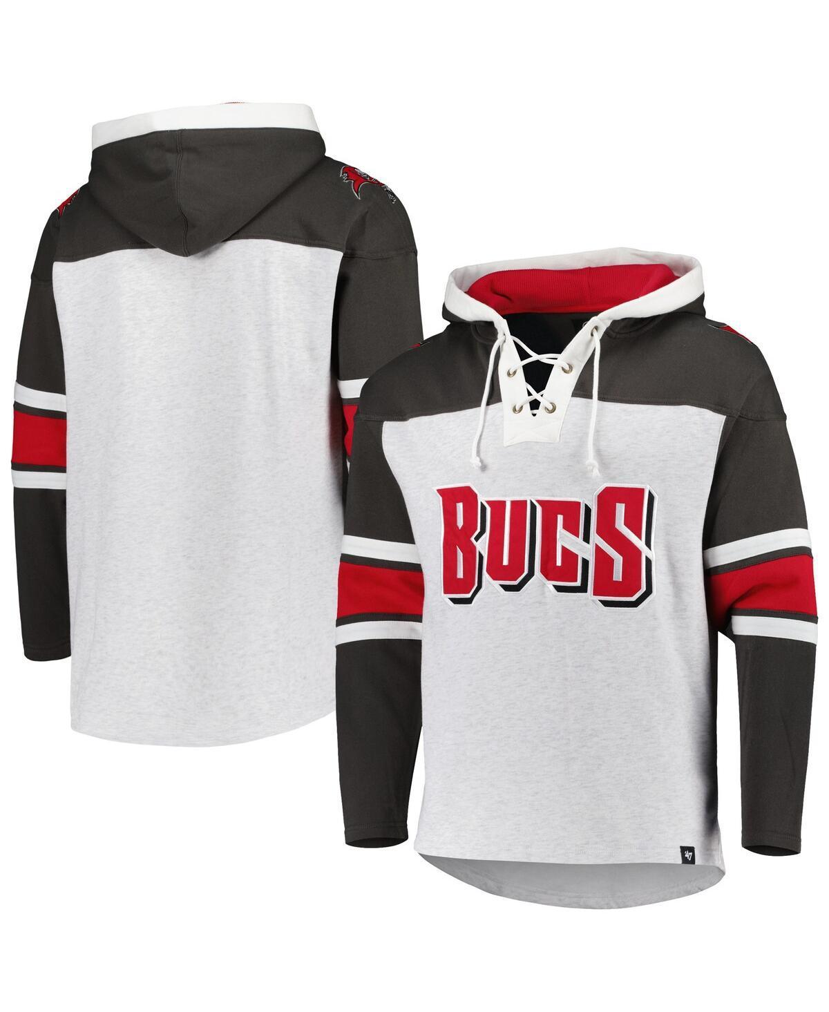 Mens 47 Tampa Bay Buccaneers Heather Gray Gridiron Lace-Up Pullover Hoodie Product Image