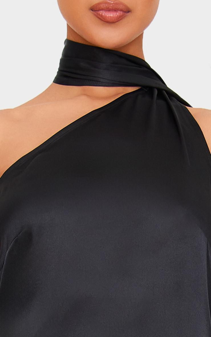 Black Satin Scarf Detail Maxi Dress Product Image