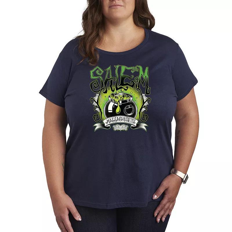 Plus Size Salem Witchy Collegiate Graphic Tee, Women's, Size: 3XL, Grey Gray Product Image