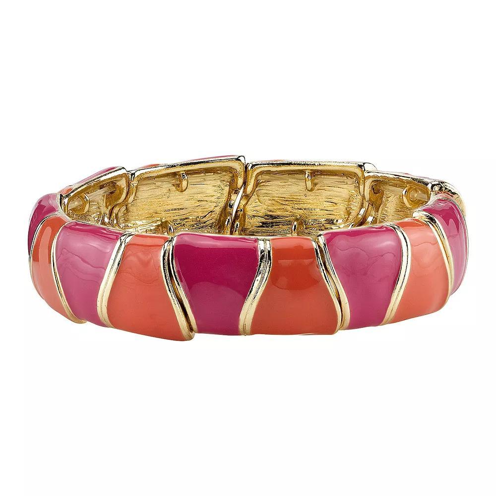 1928 Two Color Enamel Stretch Bracelet, Womens, Pink Product Image