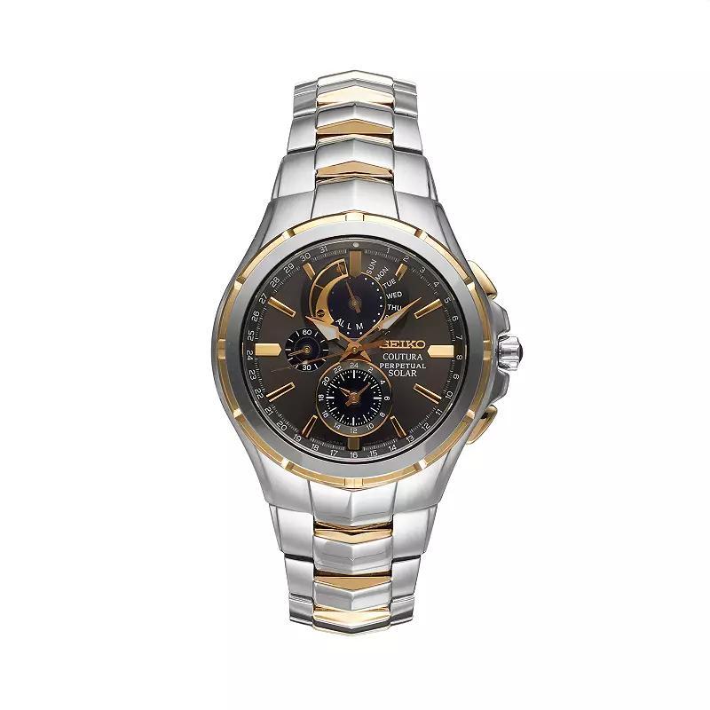 Seiko Mens Coutura Perpetual Solar Alarm Quartz Chronograph Two Tone Bracelet Watch Product Image