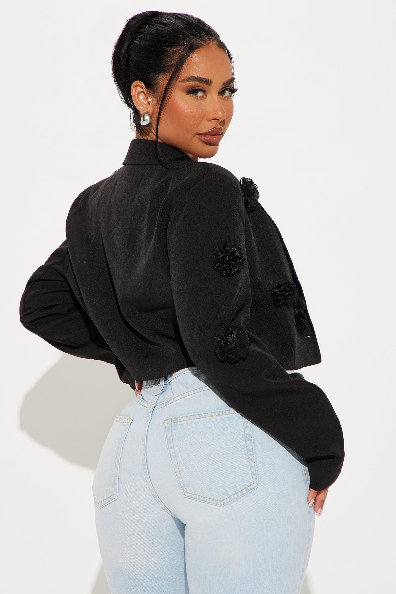 A Different Touch Cropped Blazer - Black Product Image