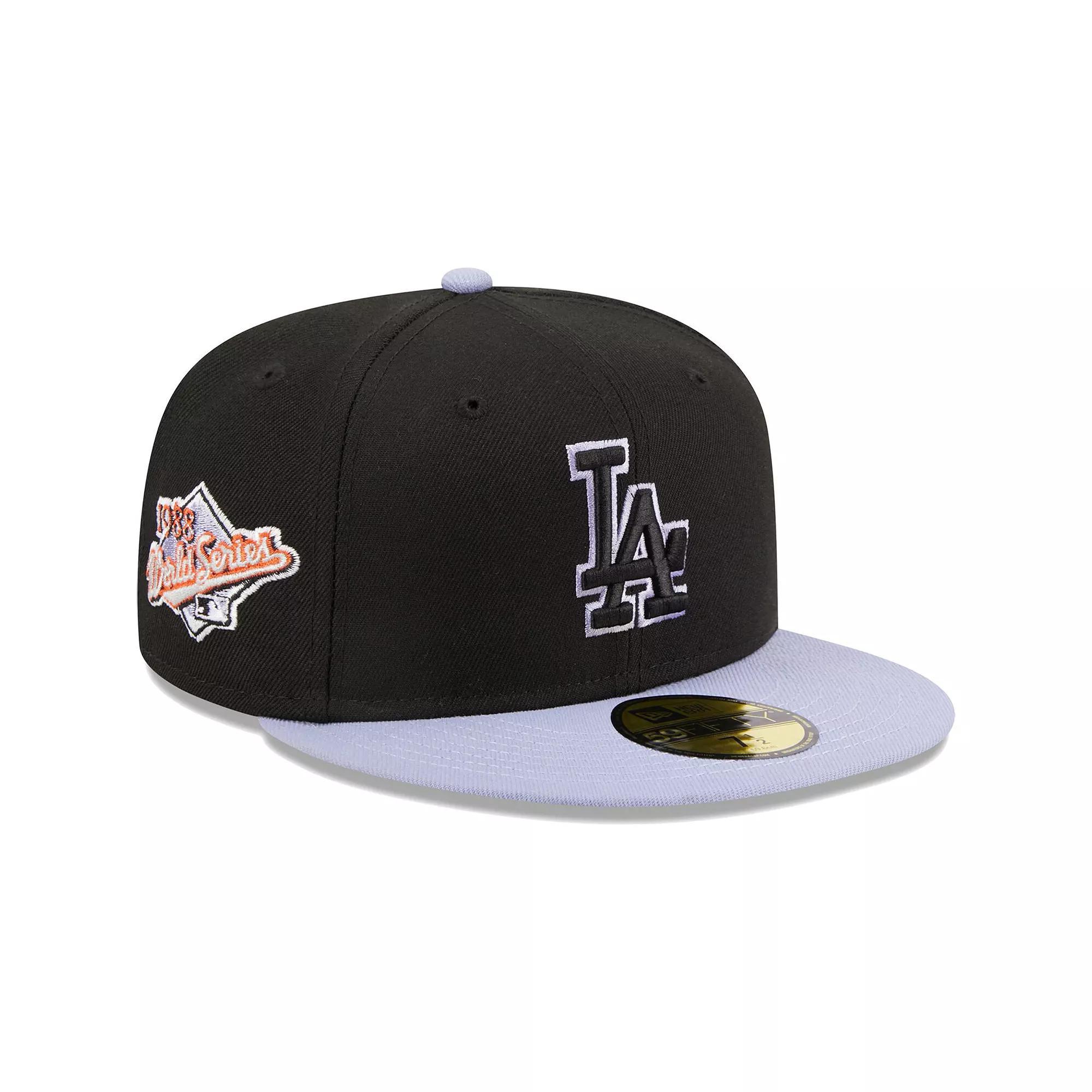 Men's New Era  Black Los Angeles Dodgers Side Patch 59FIFTY Fitted Hat, Size: 7 7/8 Product Image