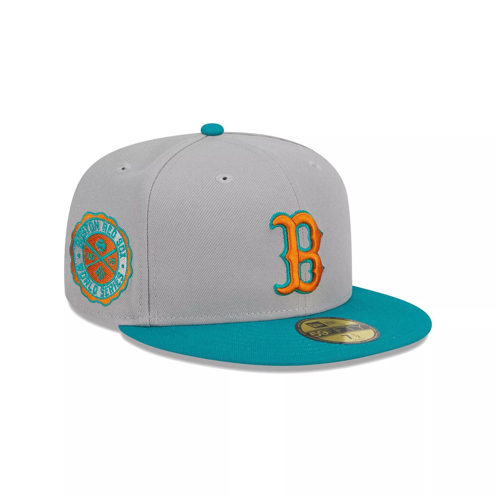 Men's New Era Gray/Teal Boston Red Sox  59FIFTY Fitted Hat, Size: 7 1/8, Grey Product Image
