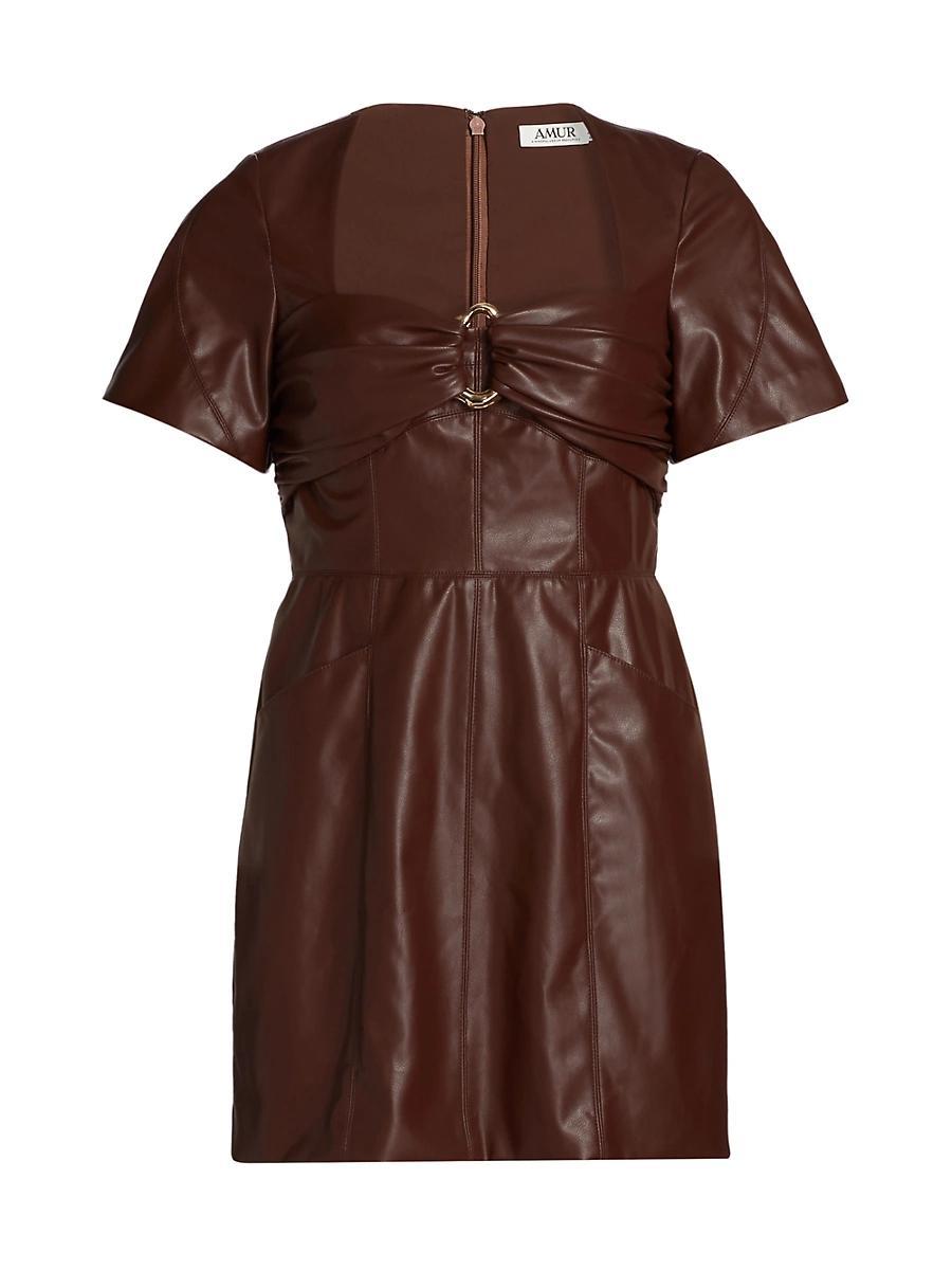 Womens Joey Faux-Leather Short-Sleeve Minidress Product Image