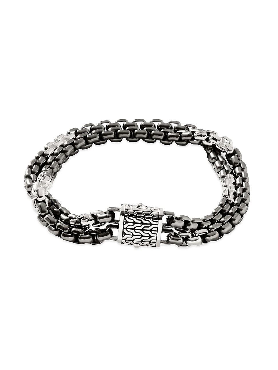 John Hardy Sterling Silver & Black Rhodium Classic Chain Double Row Link Bracelet Product Image