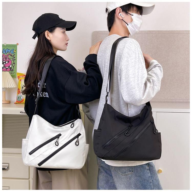 Plain Zip Panel Nylon Crossbody Bag Product Image