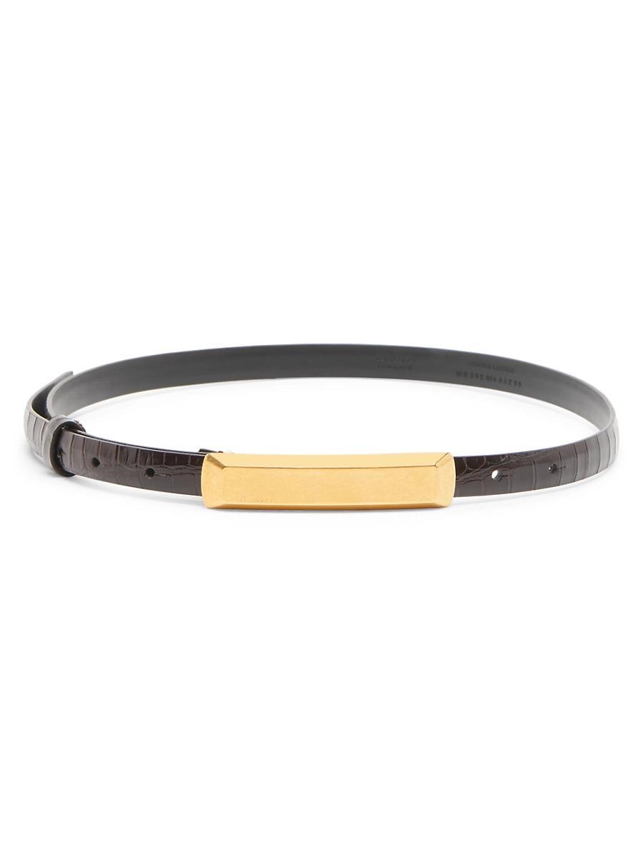 Womens Crocodile-Stamped Patent Leather Belt Product Image