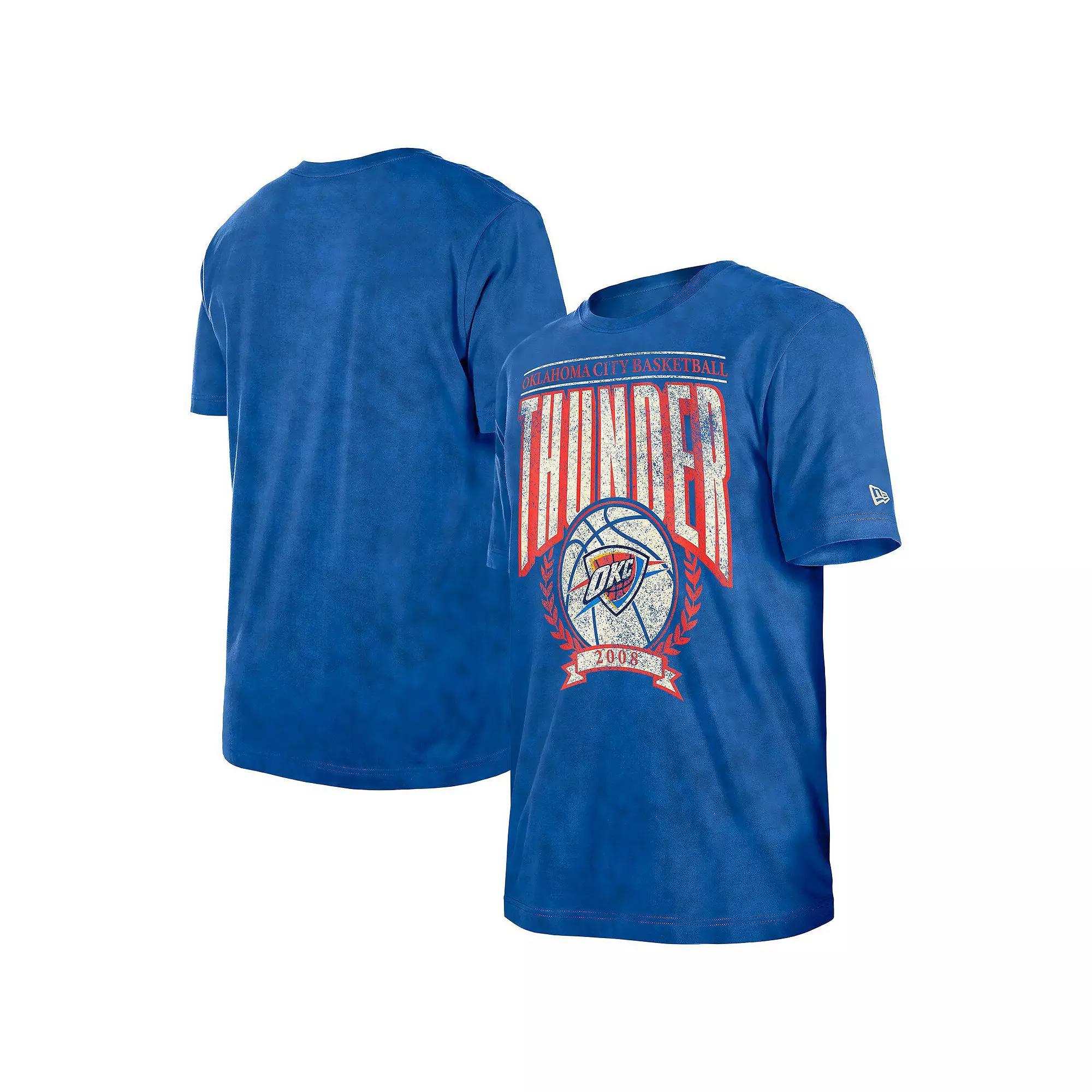 Men's New Era  Blue Oklahoma City Thunder Hardwood Classics Oversized Boxy Mineral Wash T-Shirt, Size: Medium Product Image