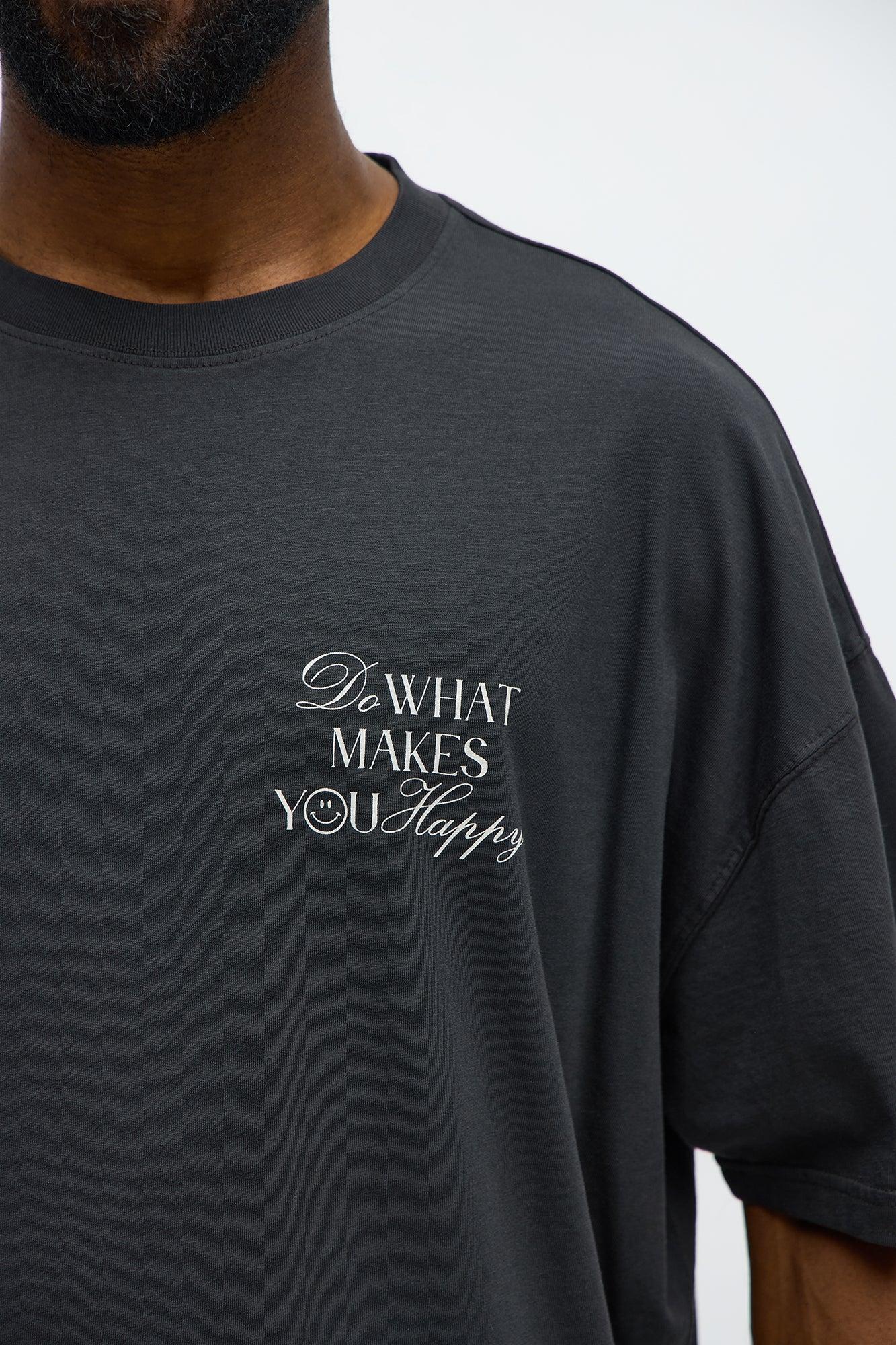 Do What Makes You Happy Oversized Short Sleeve Tee - Black Wash Male Product Image