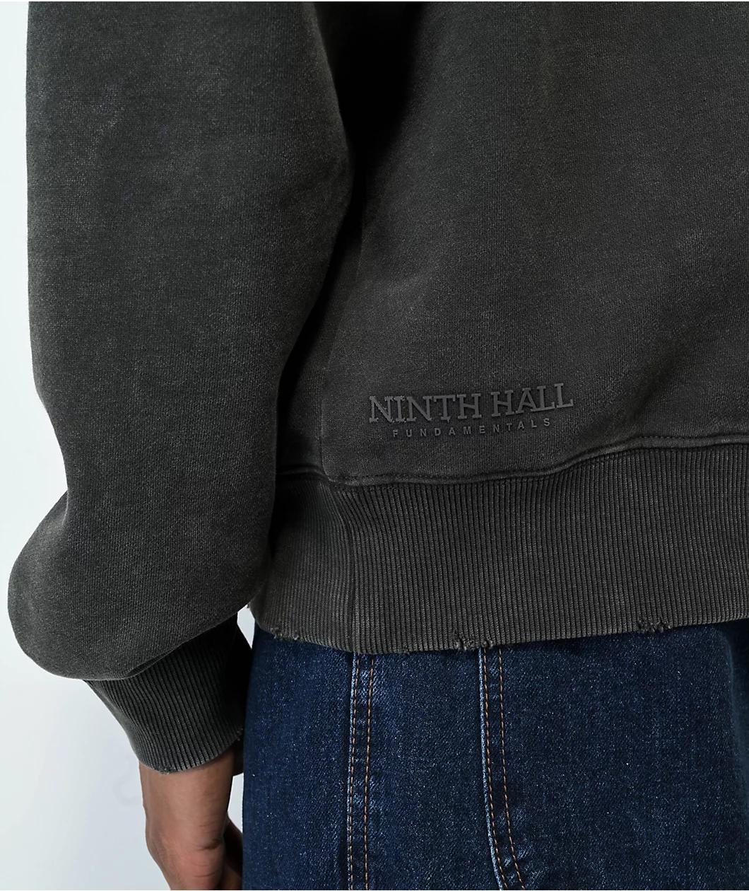 Ninth Hall Fundamentals Distressed Ash Boxy Zip Hoodie Product Image