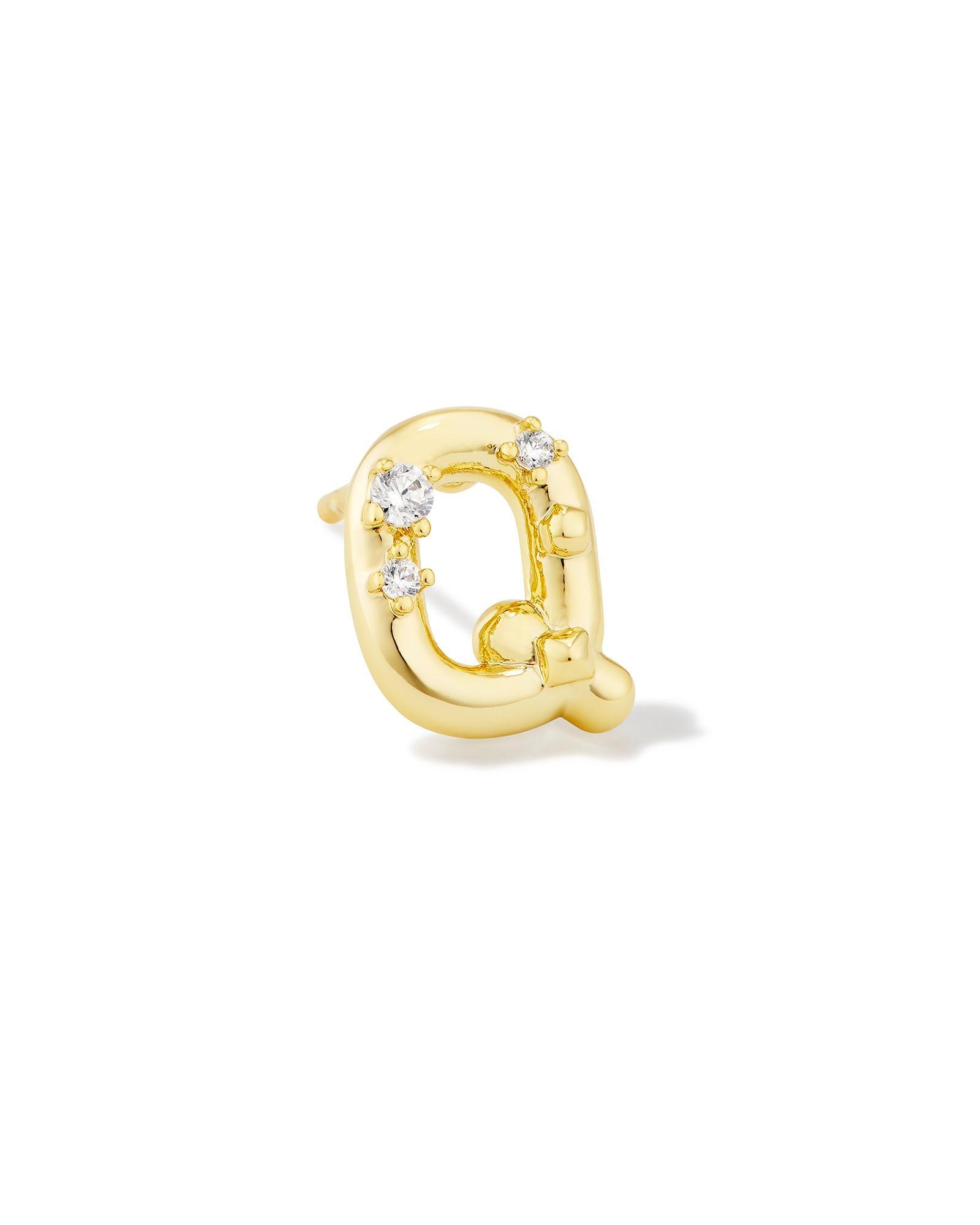 Austin Gold Single Stud Earring in White CZ Product Image