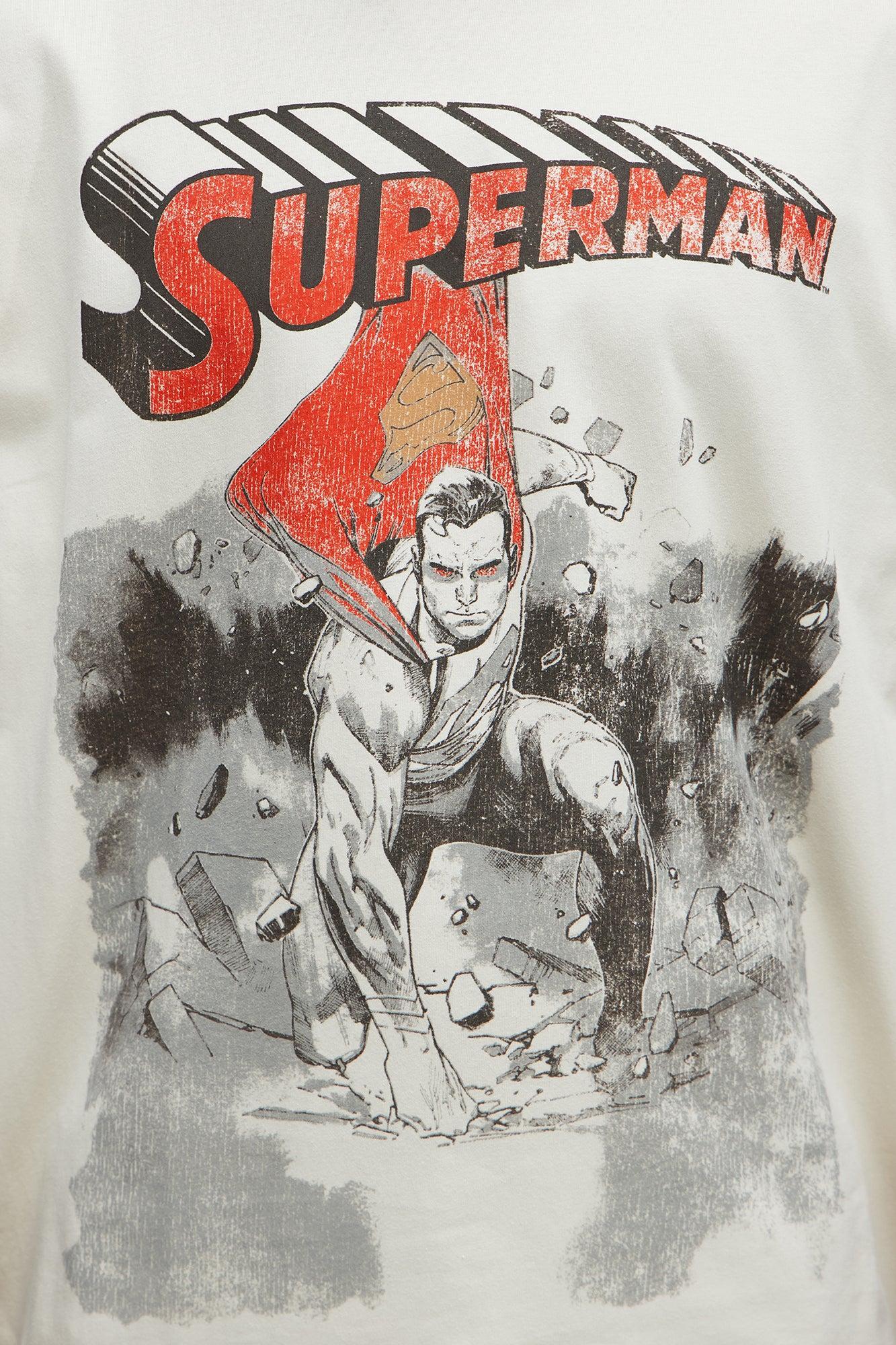 Superman Super Strength Oversized Short Sleeve Tee - White Product Image