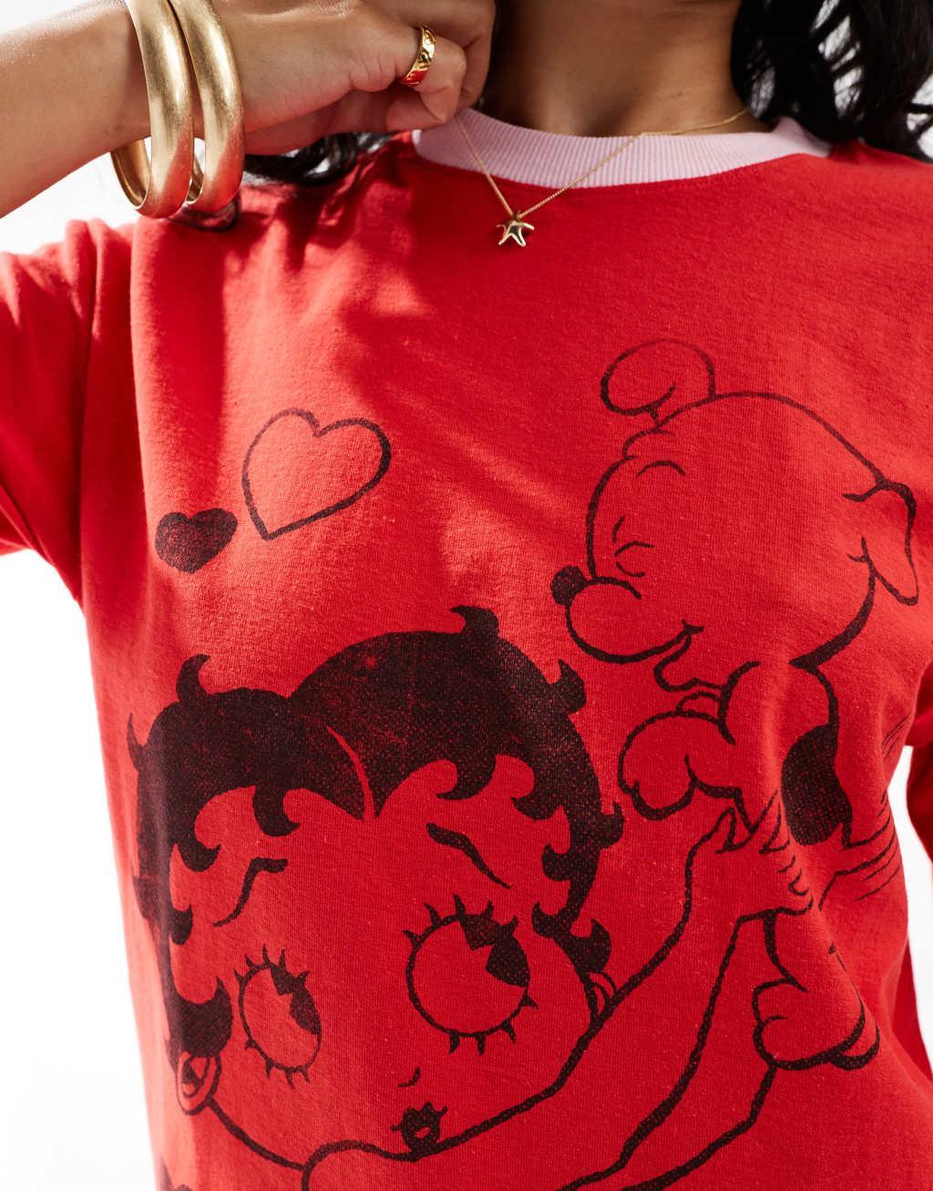 Cotton On relaxed T-shirt in red with Betty Boop graphic Product Image