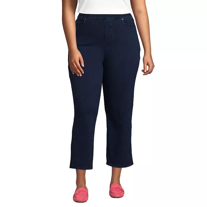 Plus Size Lands' End High Rise Pull On Denim Crop Pants, Women's, Size: 1XL, Medium  Blue Product Image