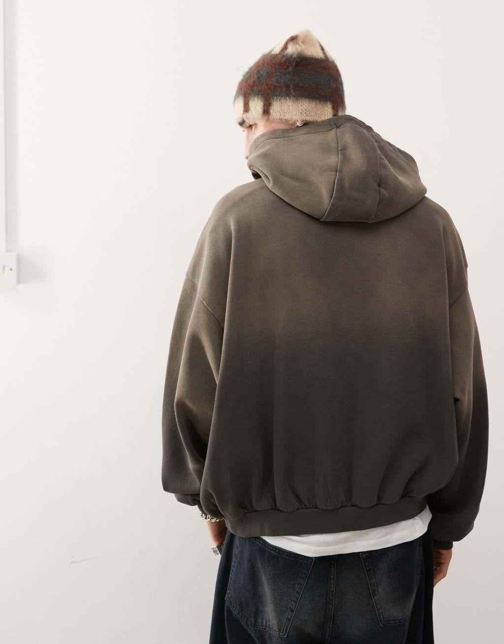 Weekday Leon heavyweight jersey oversized hoodie in washed gray Product Image