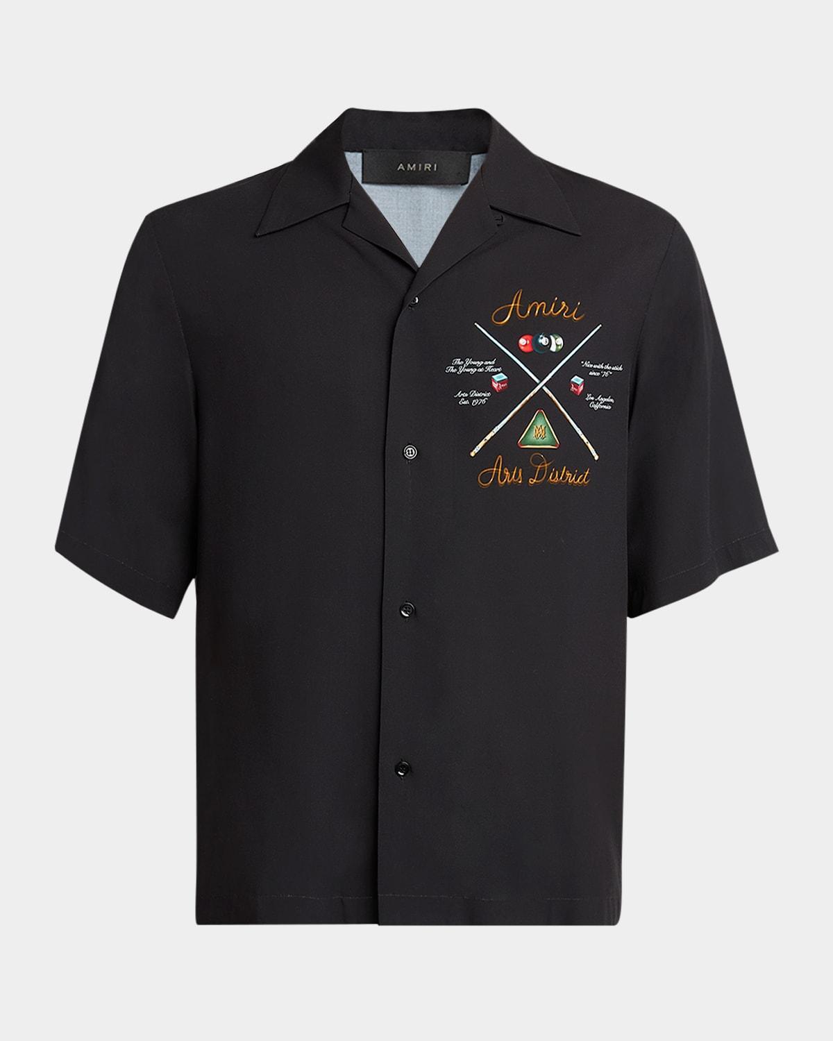 Mens Pool Cue Bowling Shirt Product Image