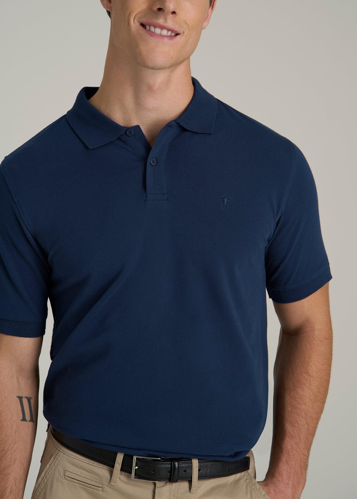 Classic Polo with Embroidered Logo for Tall Men in Marine Navy Male Product Image