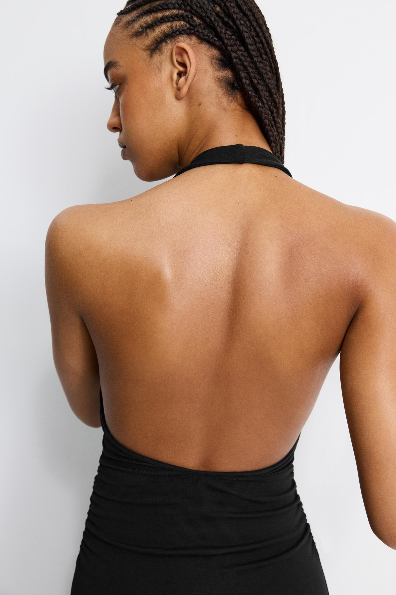 Gathered halter midi dress Product Image