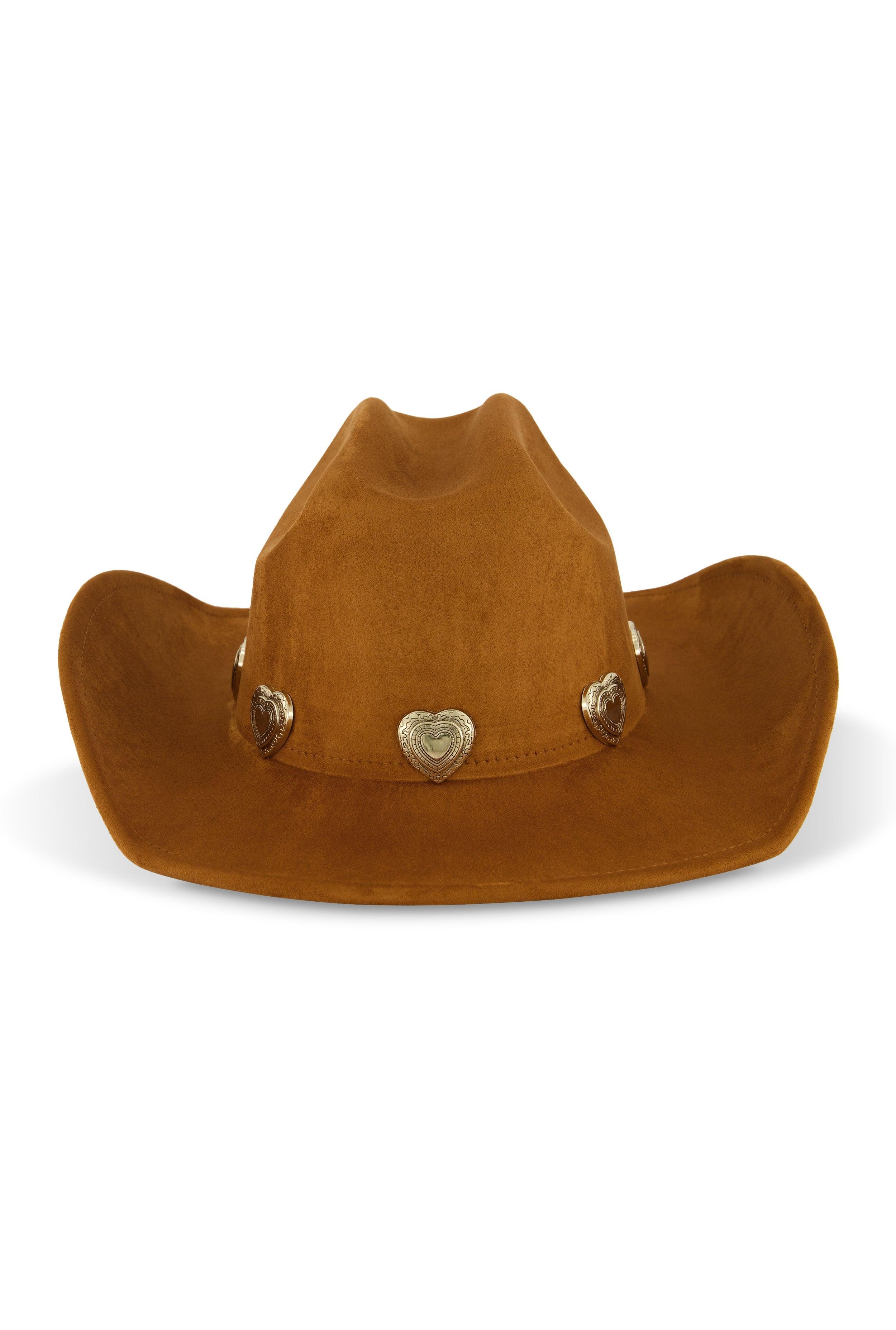 Heart Trim Faux Suede Cowboy Hat Female Product Image