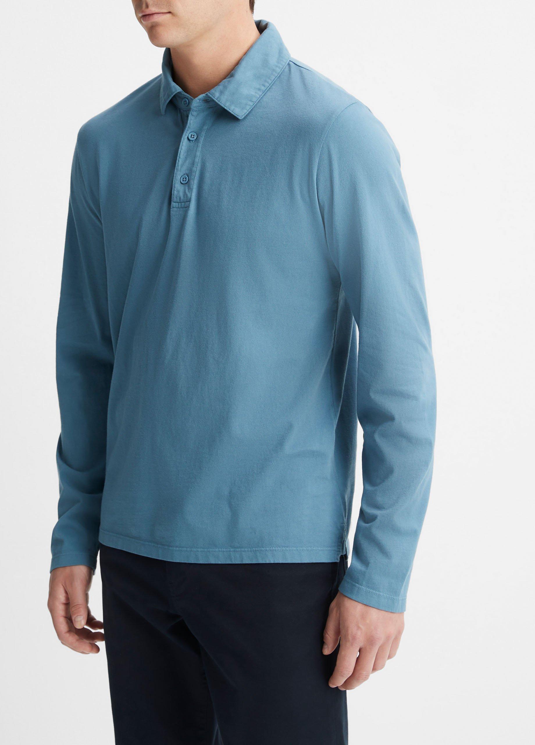 Garment Dye Long-Sleeve Polo Shirt Product Image