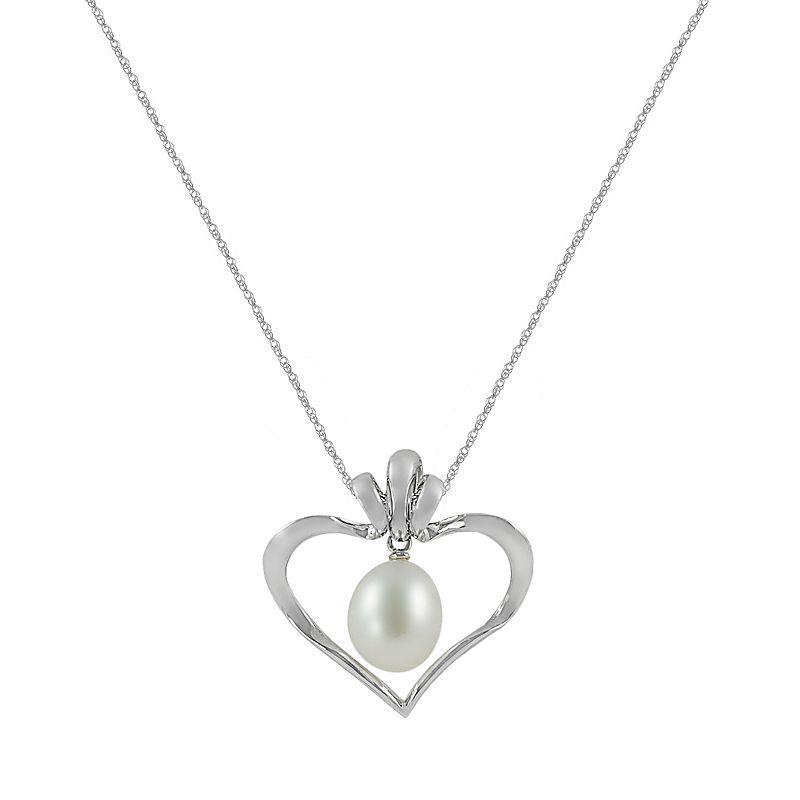 Sterling Silver Freshwater Cultured Pearl Interchangeable Heart Pendant, Womens Multicolor Product Image