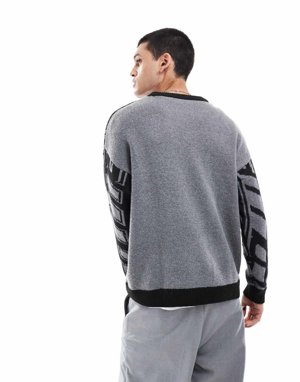 COLLUSION jacquard knit sweater in blue Product Image