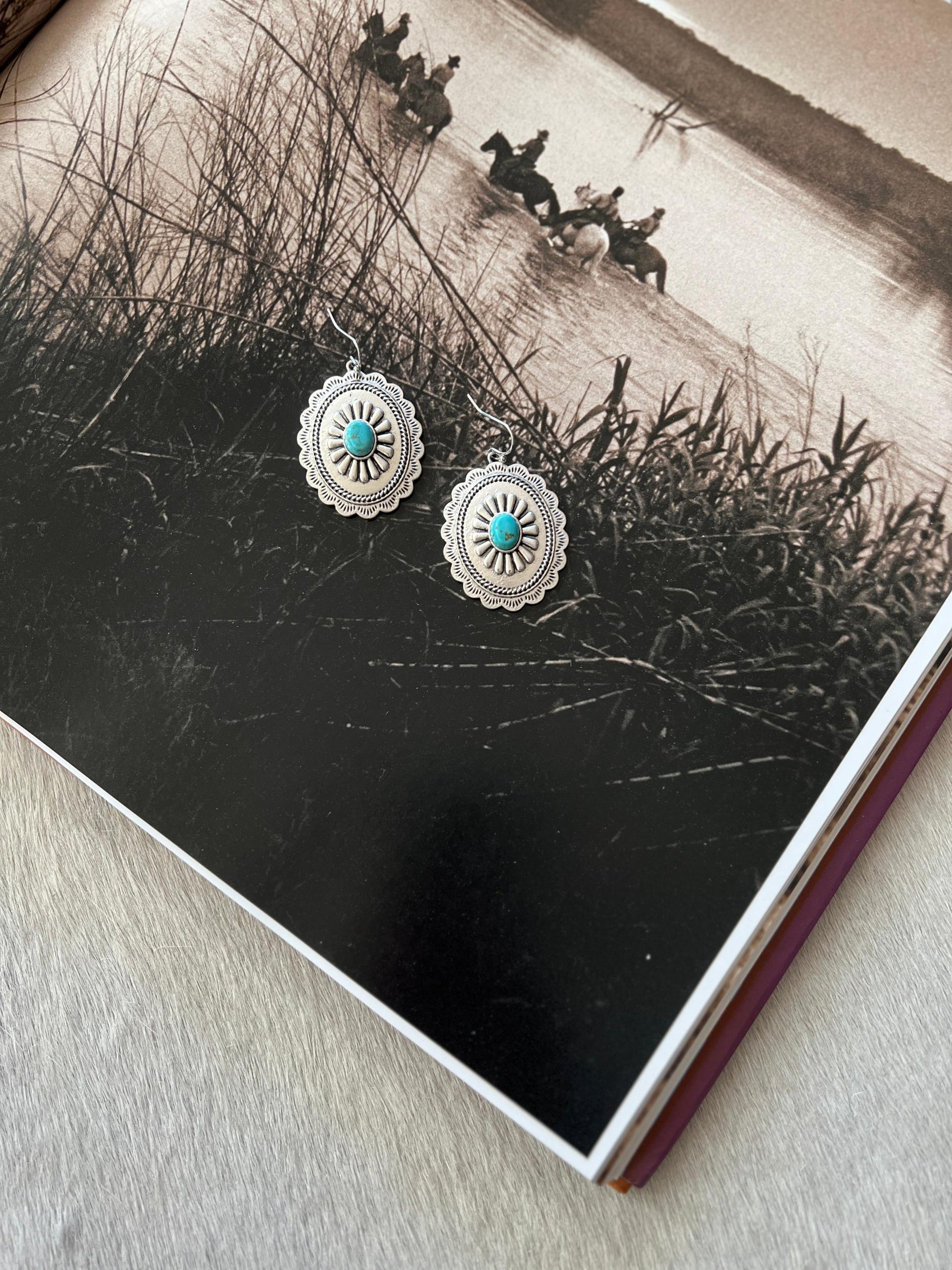 Navajo Inspired Concho Dangle Earrings Product Image