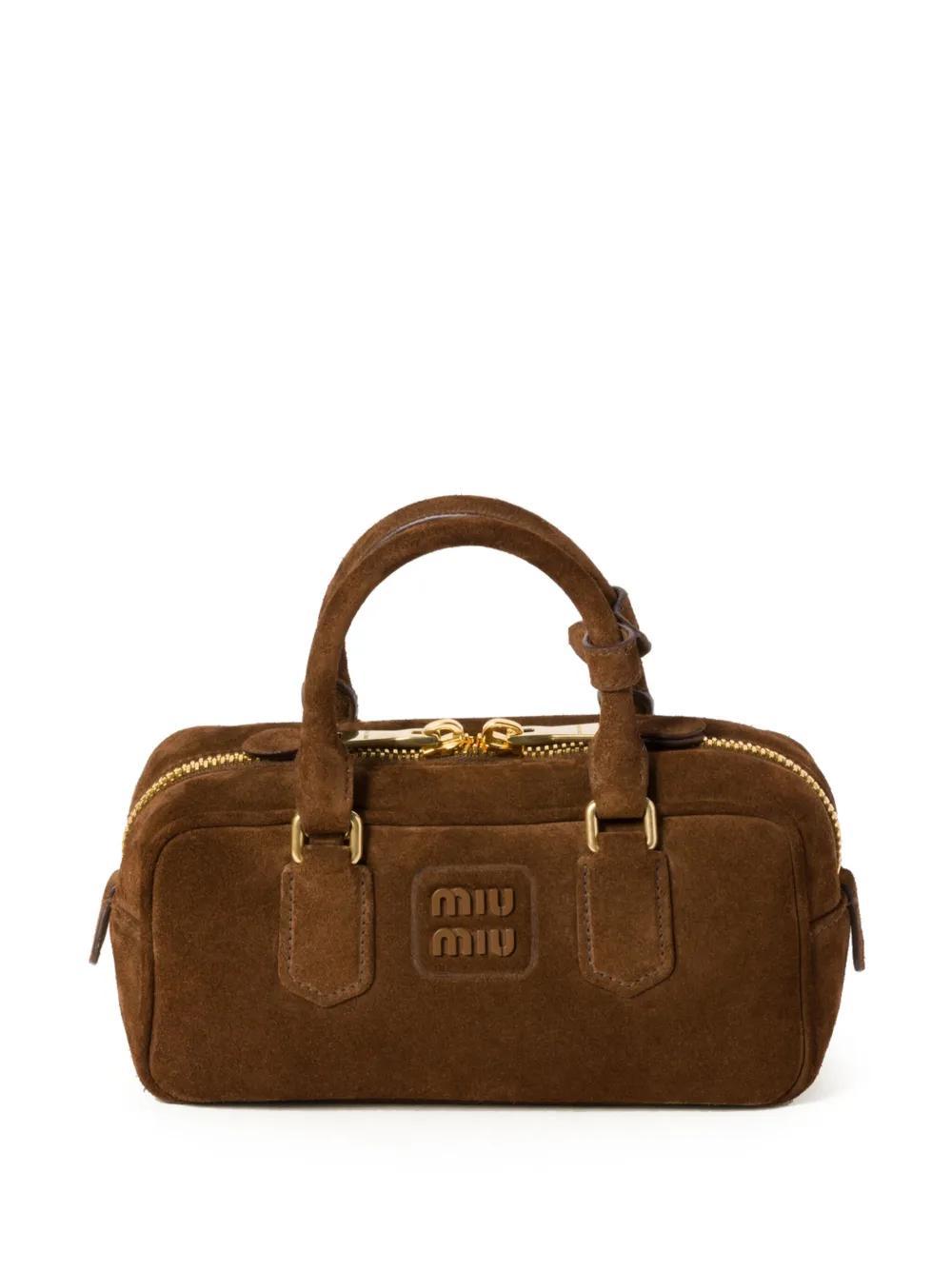 MIU MIU Arcadie Suede Tote Bag In Brown Product Image