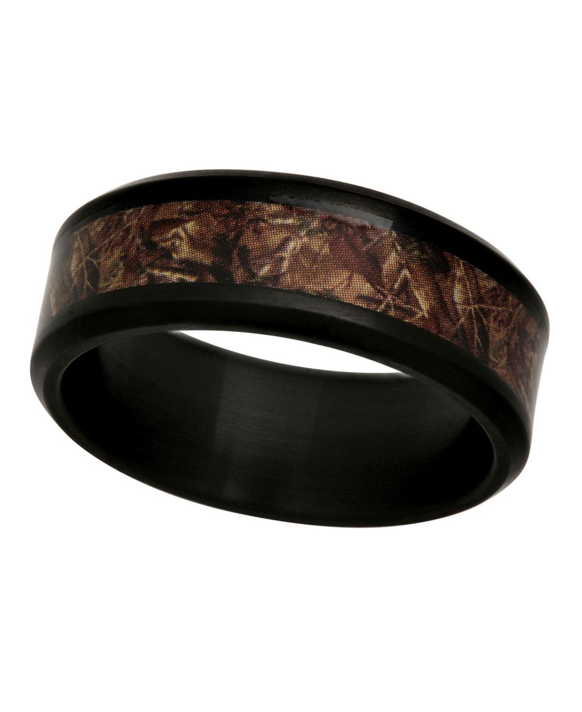 Mens Stainless Steel Camouflage Ring Two Tone Product Image