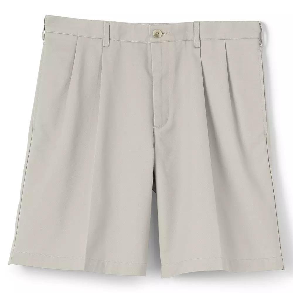 Men's Lands' End Classic-Fit 9-inch Pleated No-Iron Chino Shorts, Size: 36, Light Grey Product Image