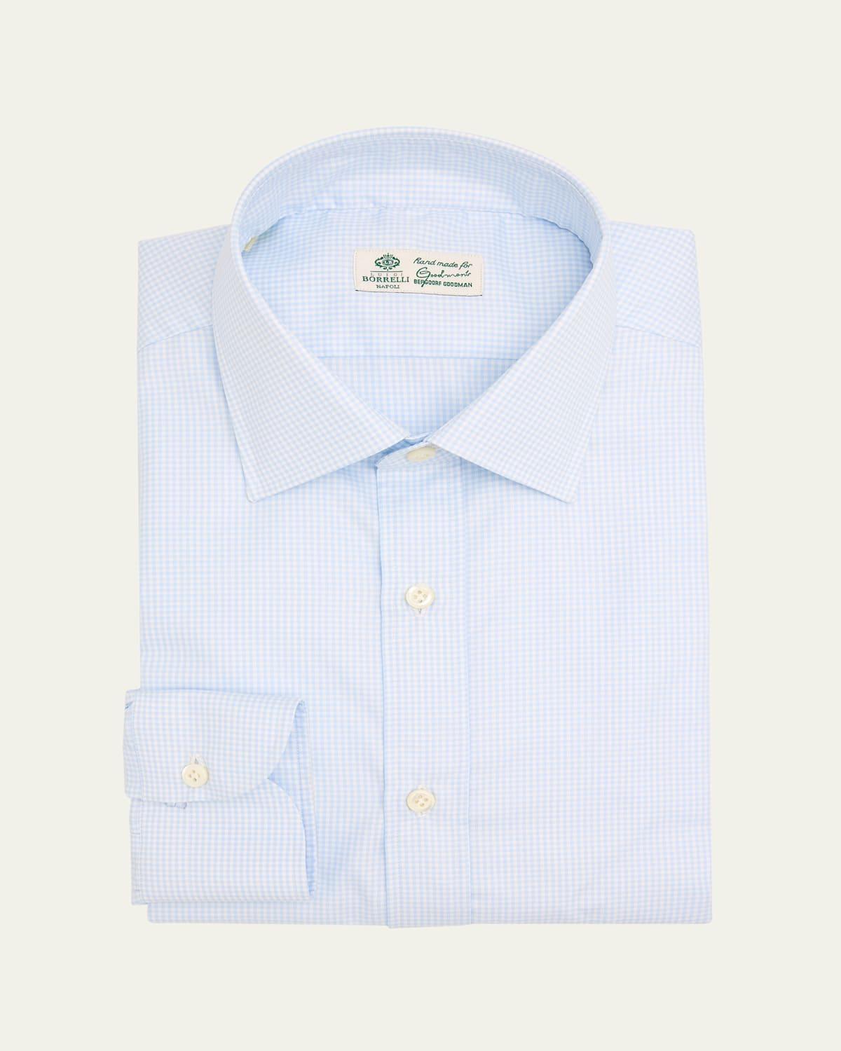 Mens Cotton Micro-Check Dress Shirt Product Image