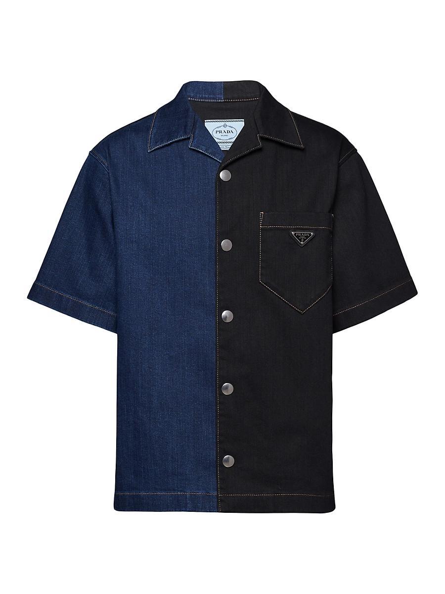 Mens Double Match Denim Camp Shirt Product Image