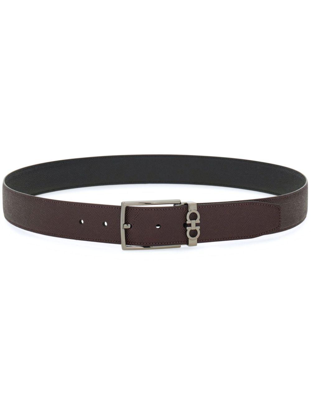 FERRAGAMO Reversible Leather Buckled Belt In Red Product Image