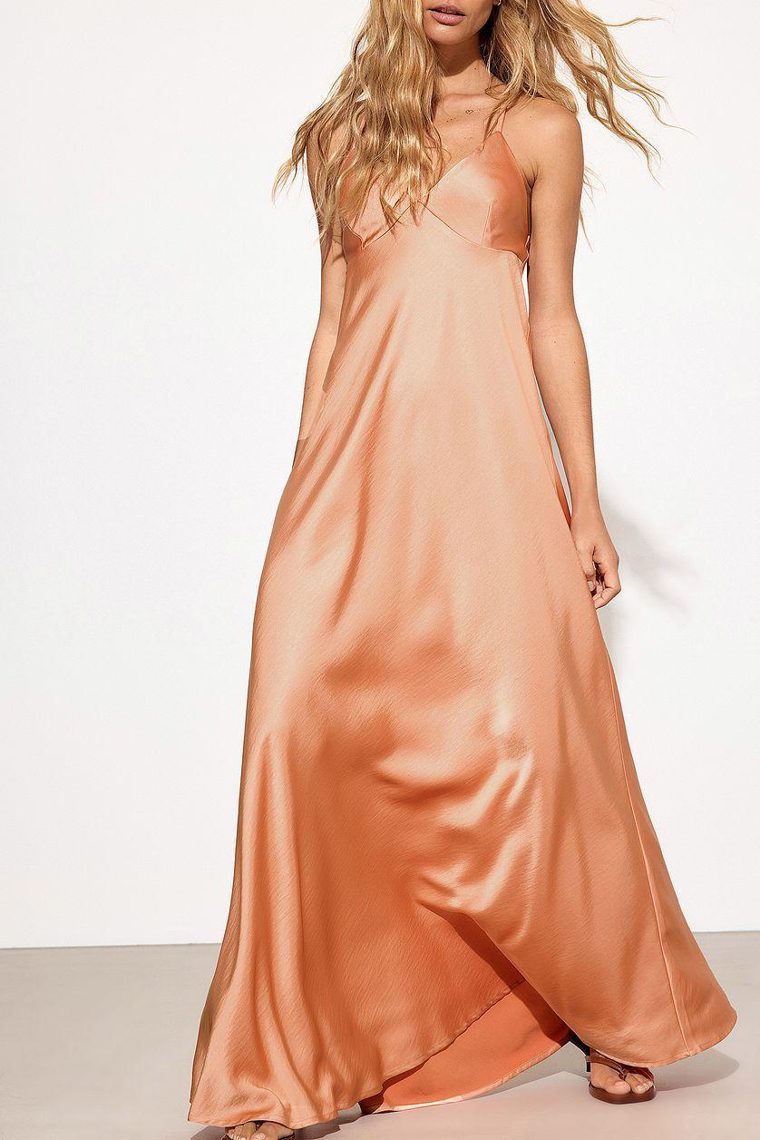 Satin Tie Back Volume Dress Product Image