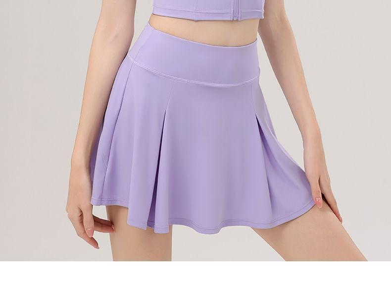 High Waist Plain Sports Skirt Product Image