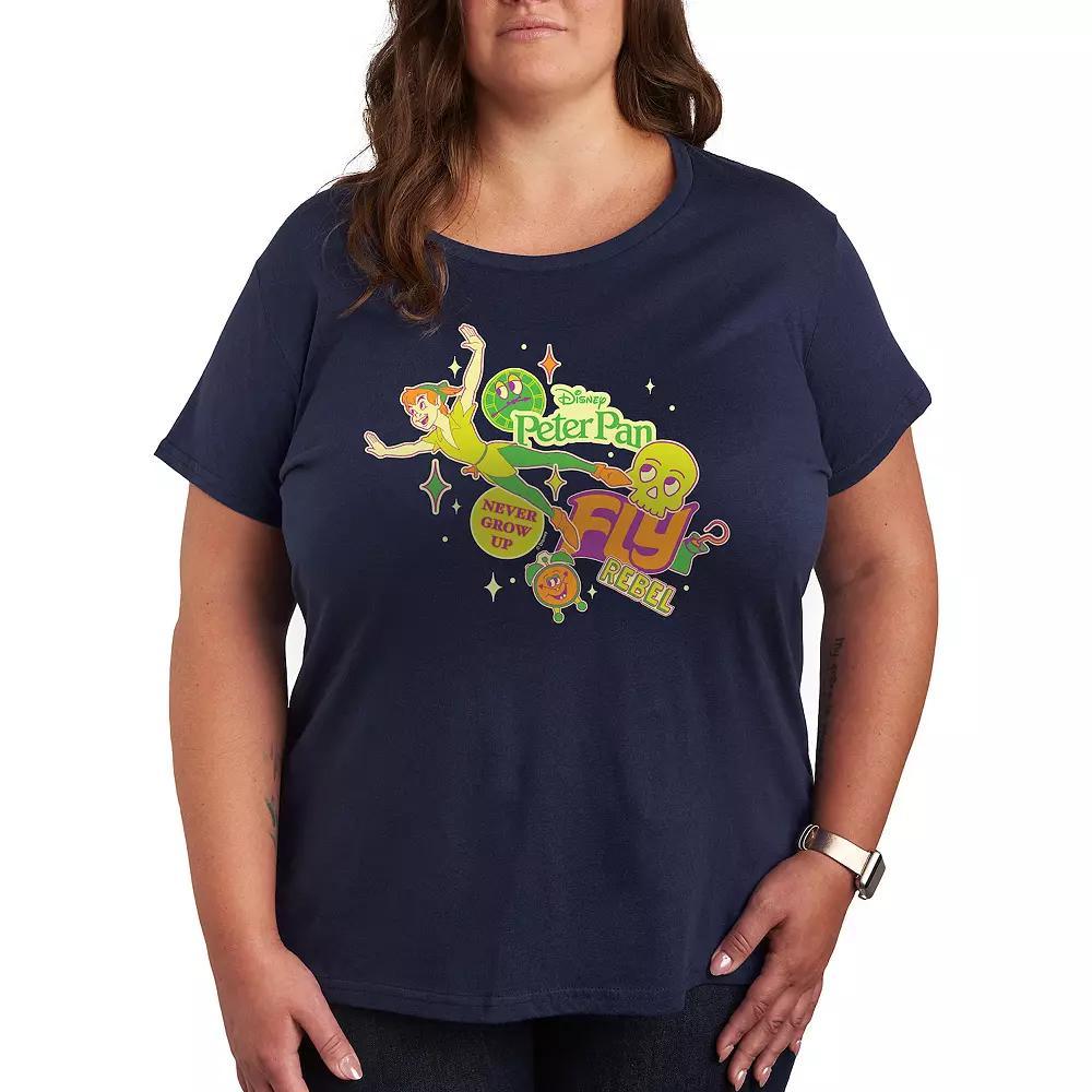 Disney's Peter Pan Plus Stickers Graphic Tee, Women's, Size: 1XL, Blue Product Image