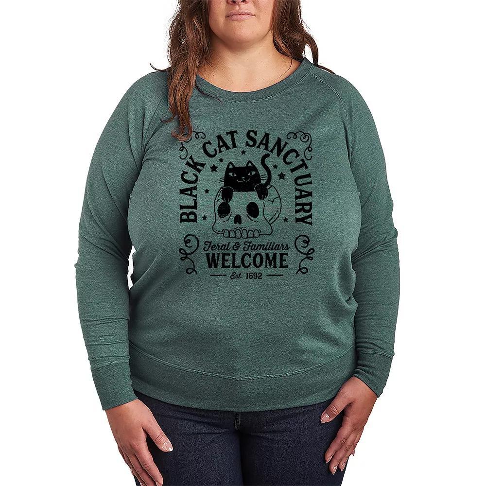 Plus Size Black Cat Sanctuary French Terry Long Sleeve Tee, Women's, Size: 3XL, Beige Product Image