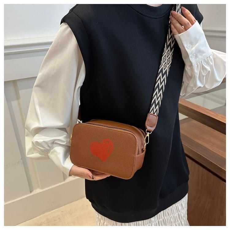 Heart Print Faux Leather Crossbody Bag Product Image