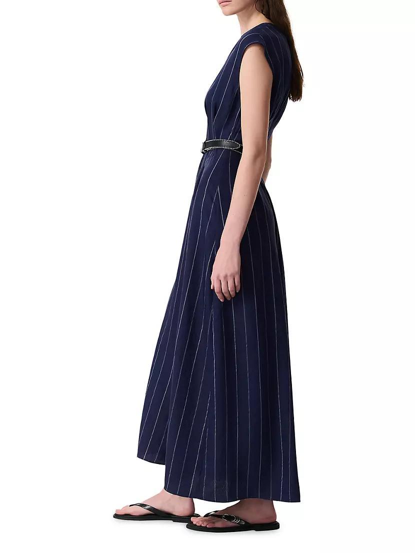 Ines Pinstripe A-Line Maxi-Dress Product Image