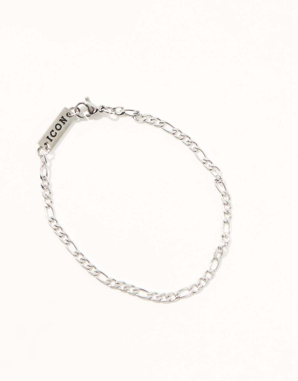 Icon Brand 3mm figaro chain bracelet in stainless steel Product Image