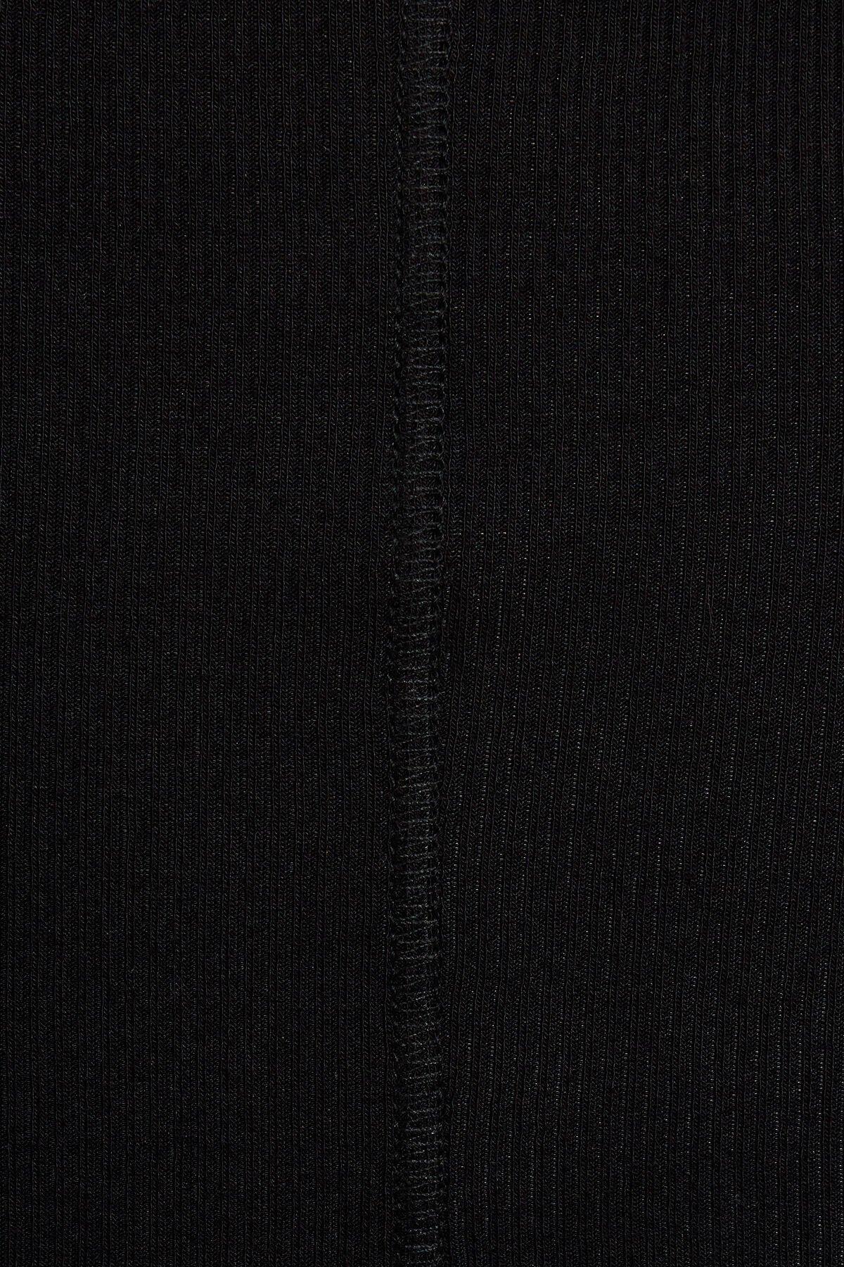 Ribbed Seamed Long Sleeve Crewneck Top Product Image