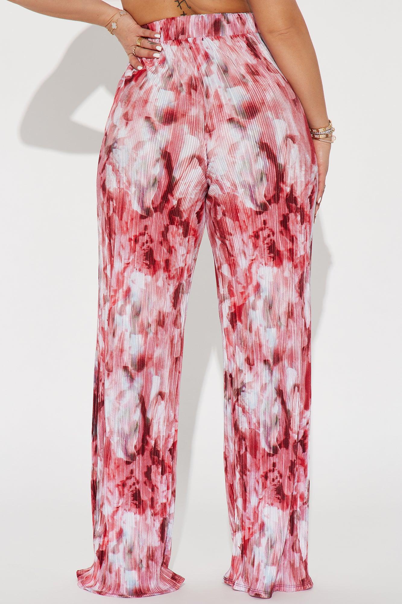 Taking A Trip Wide Leg Plisse Pant - Pink/combo Product Image