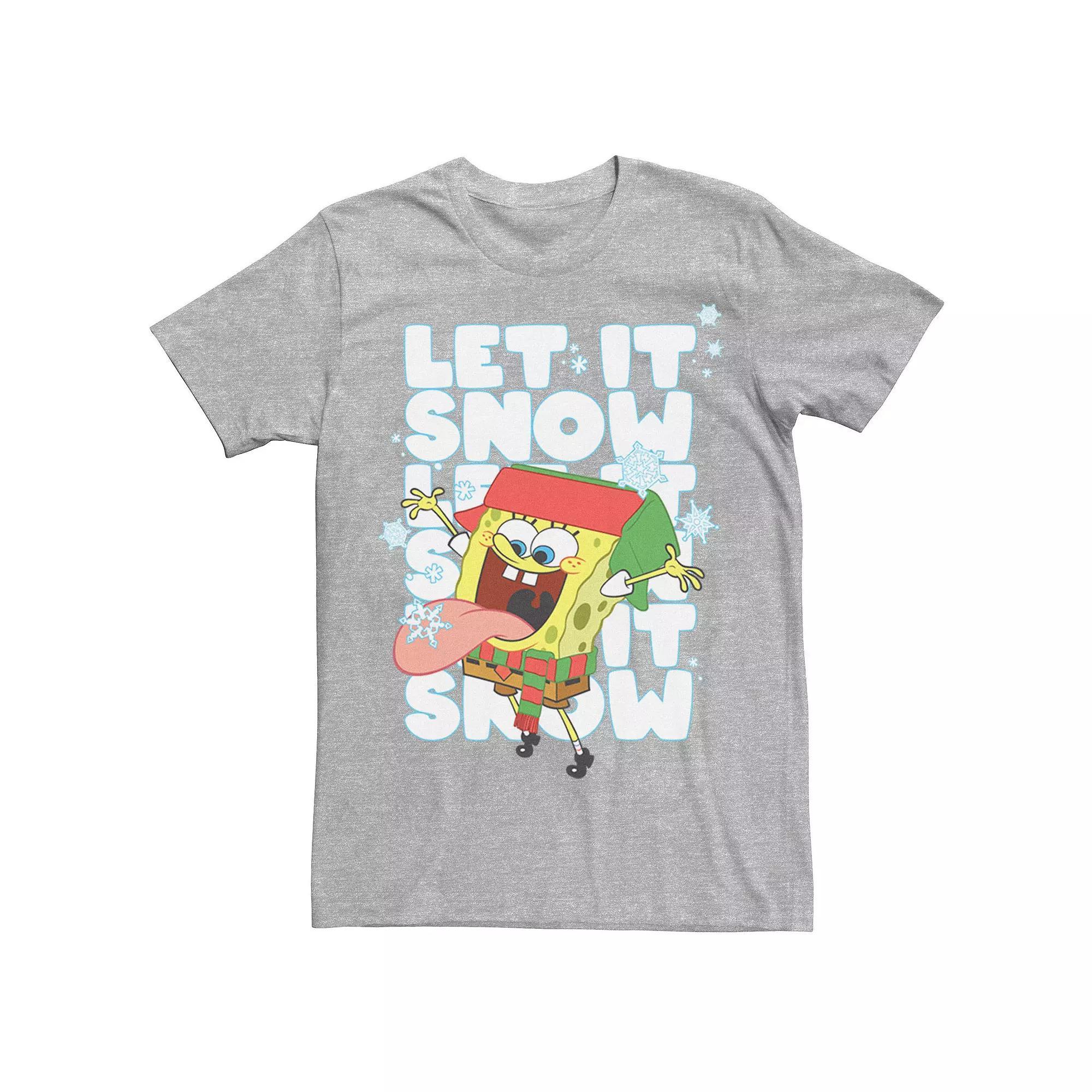 Men's Spongebob Squarepants Let It Snow Tee, Size: 3XL, Navy Grey Product Image