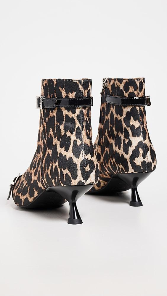 GANNI Eyelets Kitten Heel Satin Print Boots | Shopbop Product Image