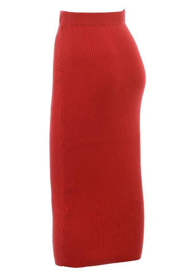 Lourdes Scarlet Cashmere Blend Maxi Skirt Product Image