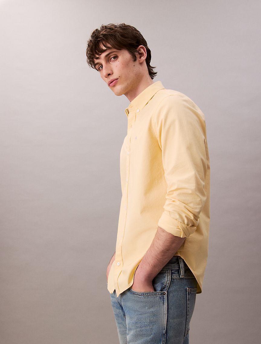 Calvin Klein Mens Solid Oxford Classic Button-Down Shirt Product Image