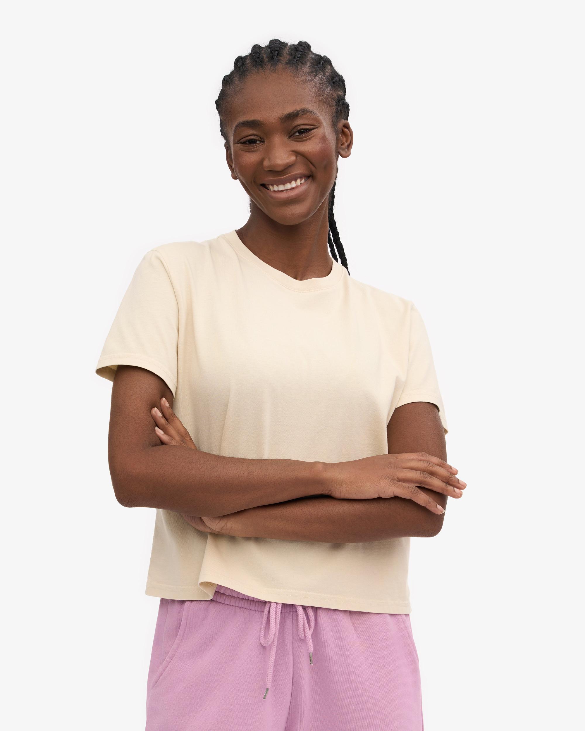 Organic Boxy Crop Tee - Ivory White Product Image