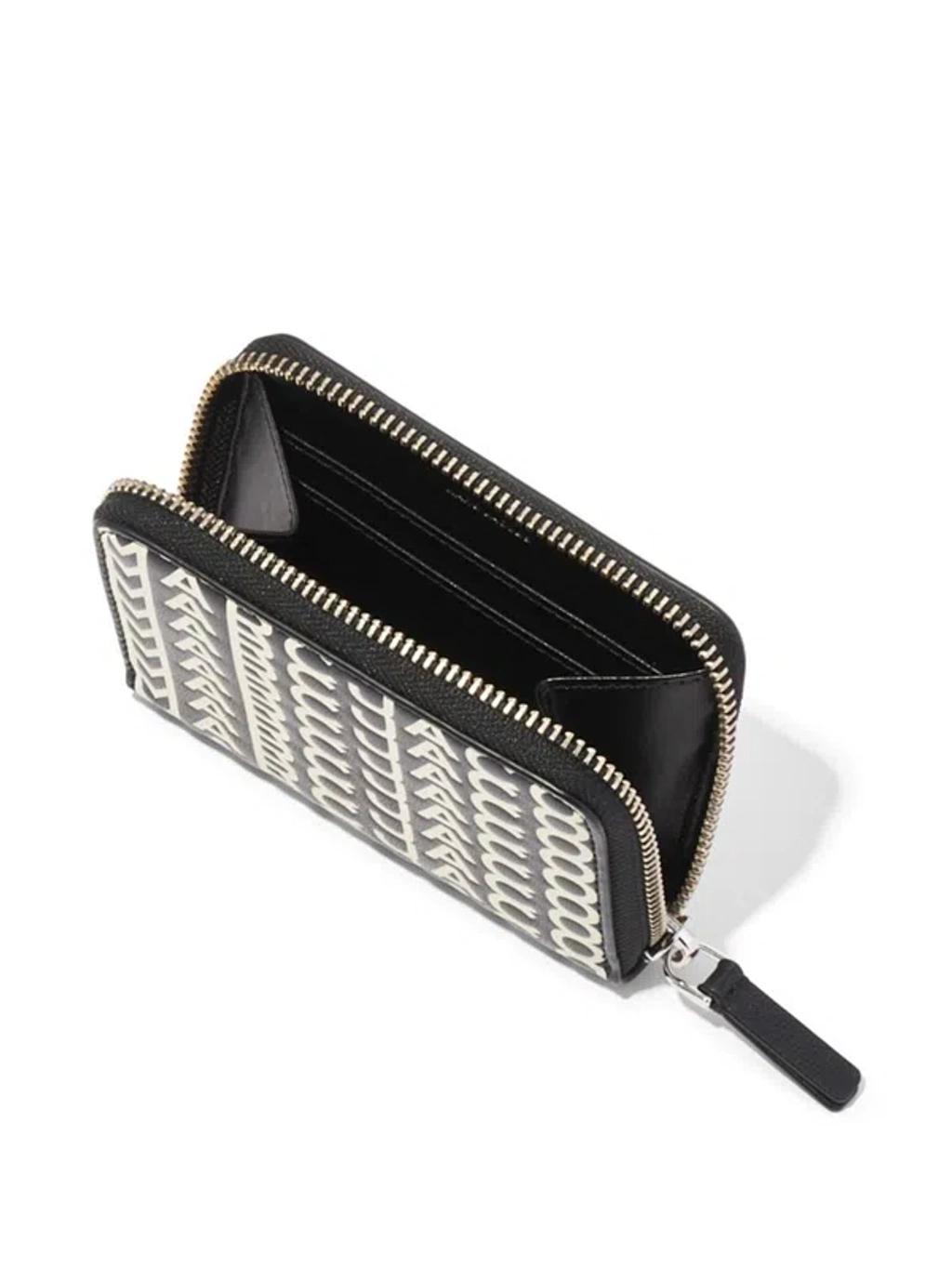 MARC JACOBS The Monogram Zip Around Wallet In 005 Black/white Product Image