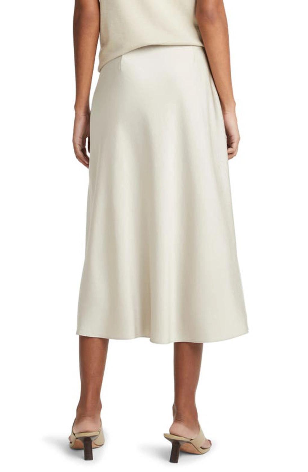 Satin Midi Slip Skirt In Beige Product Image